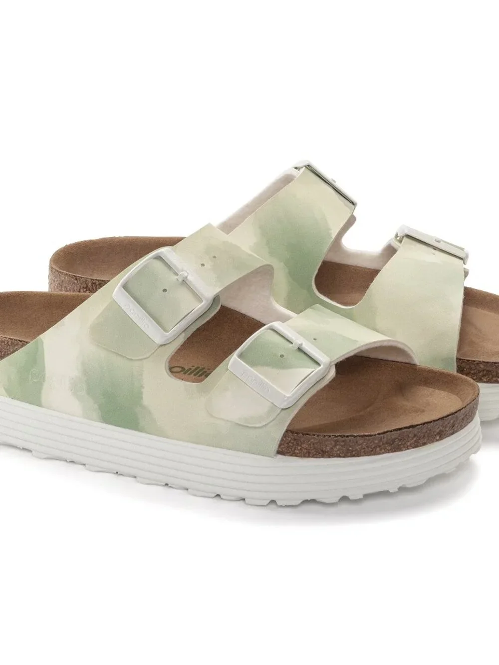 NWT Birkenstock Papillio Women's Arizona Grooved Sandals Watercolor Khaki 40